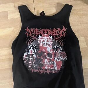 ROMWE Black and Red Graphic Tank Top